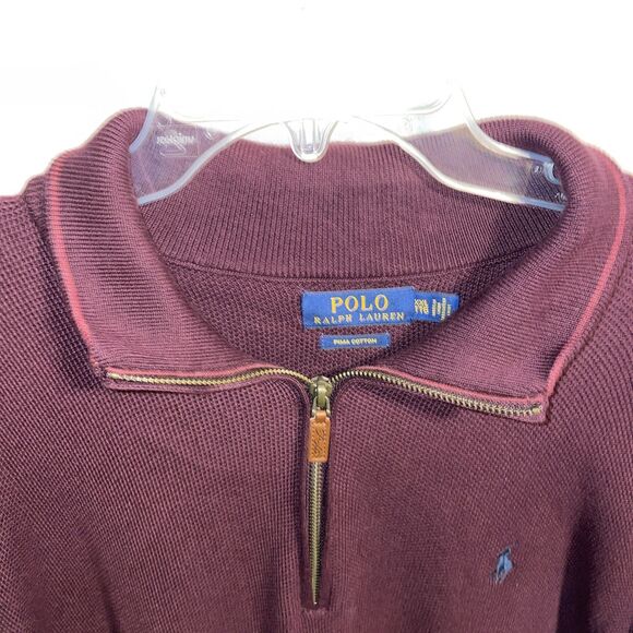 Polo Ralph Lauren Men’s Pullover Sweater Size 2XL Burgundy Pima Cotton Going Out - Picture 3 of 12
